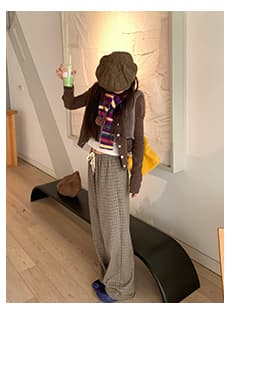 上質チェック柄ワイドチノパン