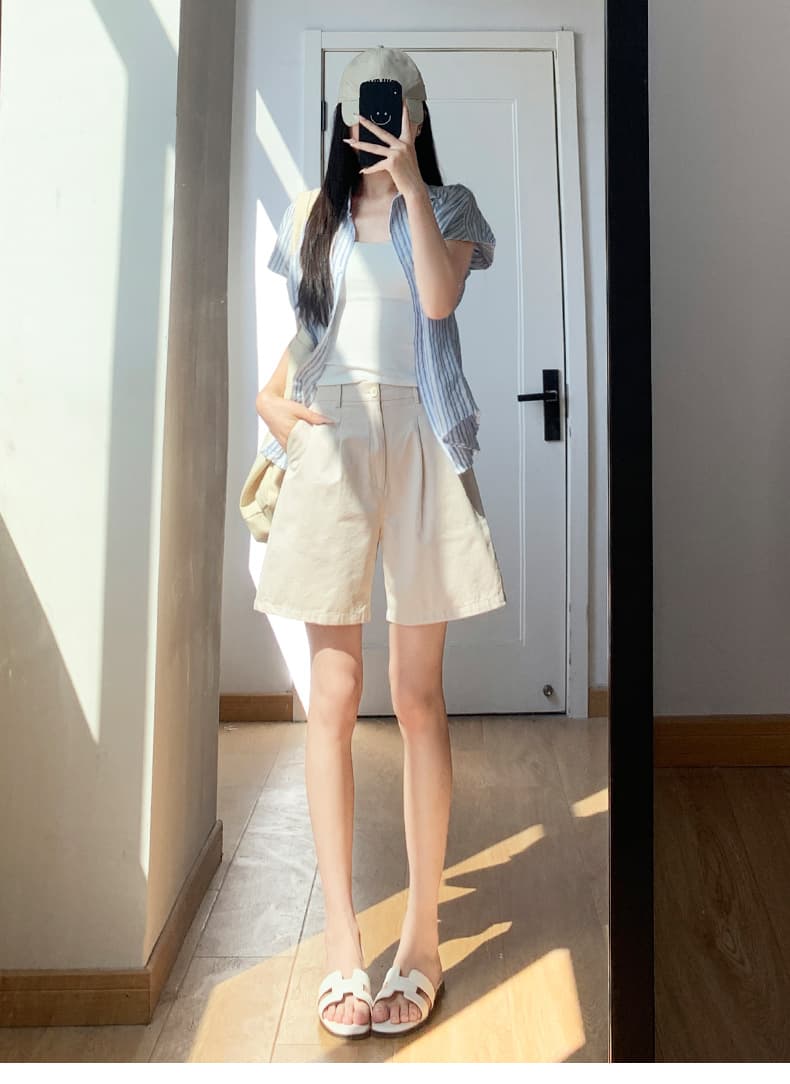 チノパン ゆったりシルエットハーフパンツ