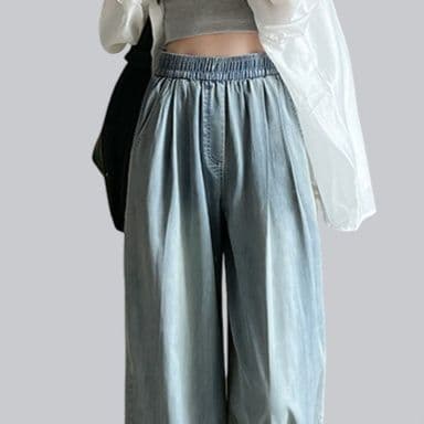 チノパン 天然素材ゆったりワイドチノパン