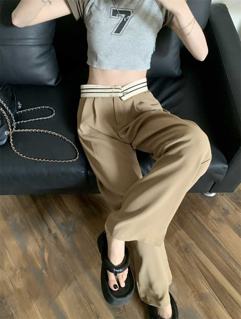 韓国風 ゆったりワイドチノパンツ カジュアルスラックス