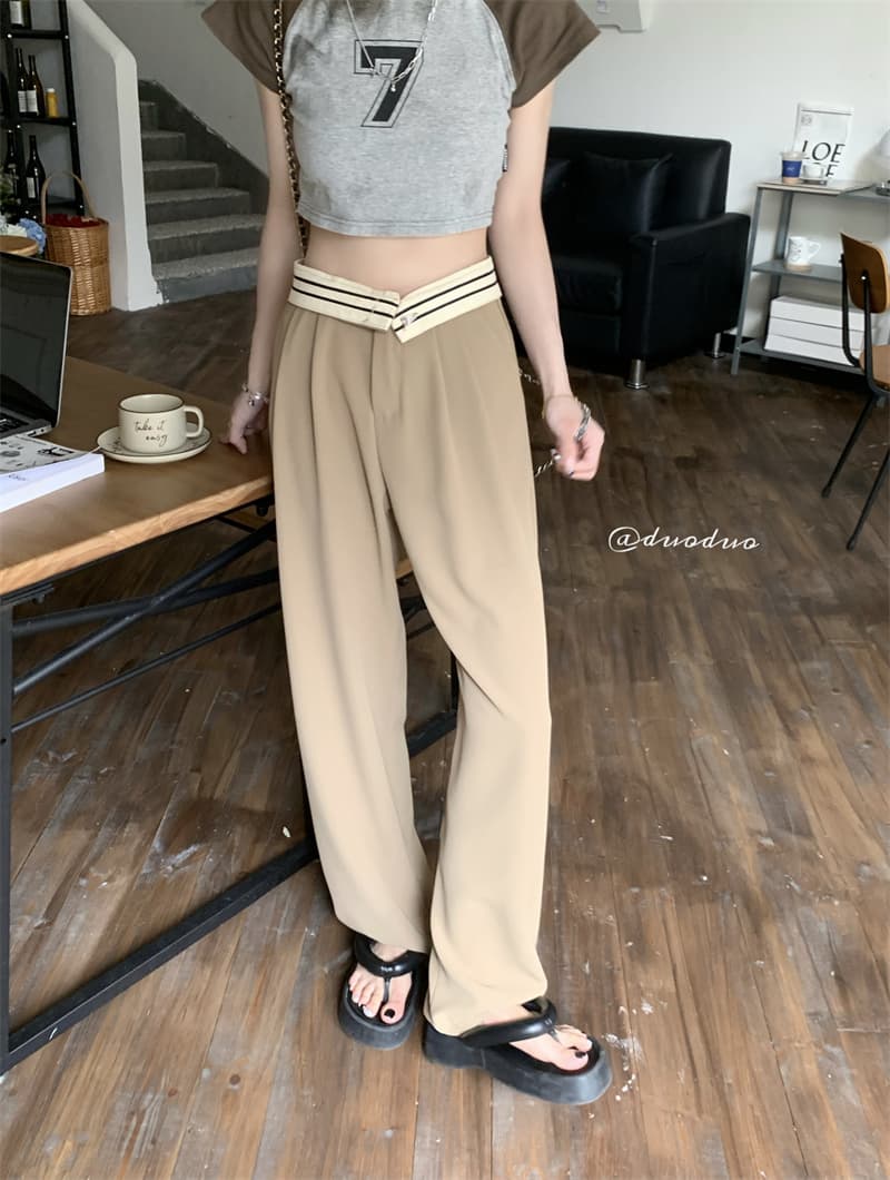 韓国風 ゆったりワイドチノパンツ カジュアルスラックス