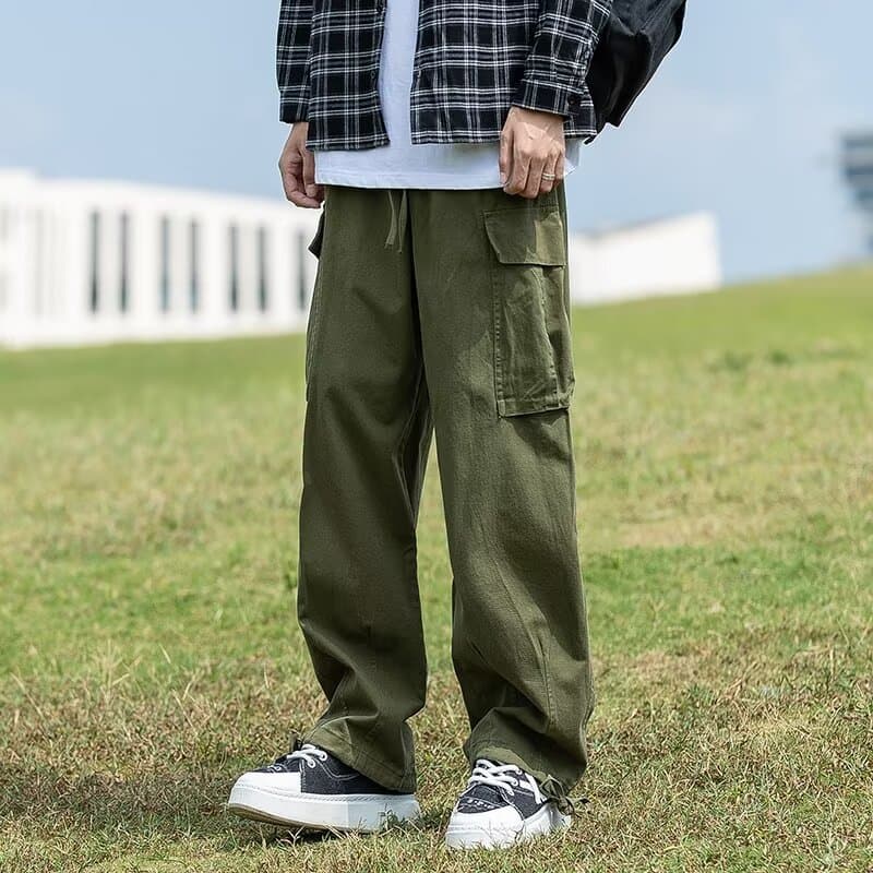 チノパン ゆったりカーゴストレートパンツ