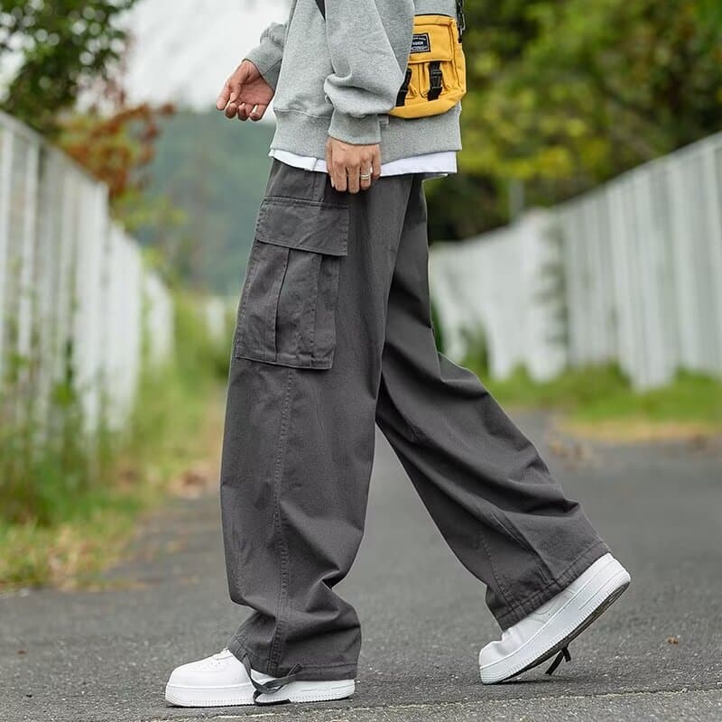 チノパン ゆったりカーゴストレートパンツ