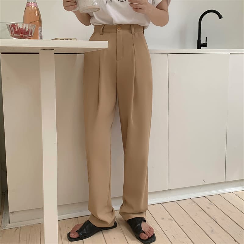 夏新作 ハイウエストストレートチノパンツ 美脚効果