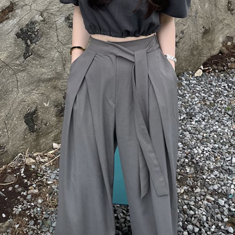 レディース ワイドパンツ ハイウエスト チノパン風 美脚ボトムス