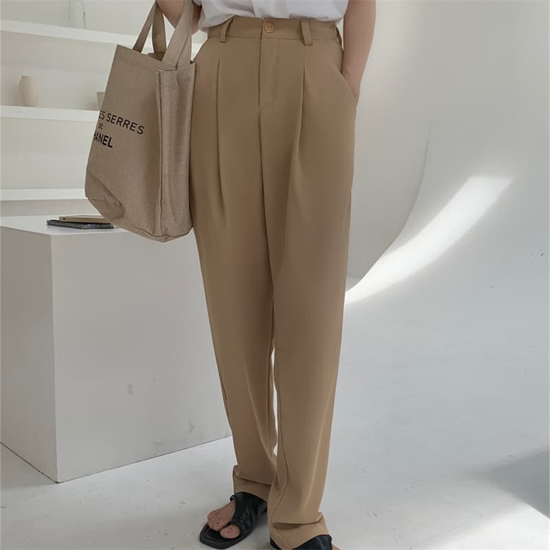 夏新作 ハイウエストストレートチノパンツ 美脚効果