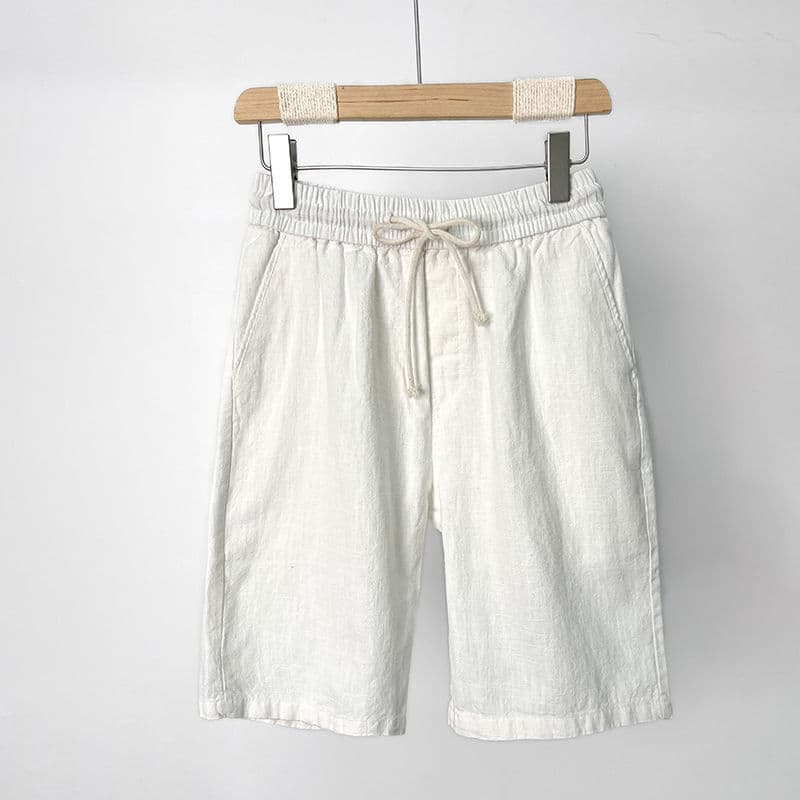 チノパン 夏向き楽ちんリネンハーフパンツ