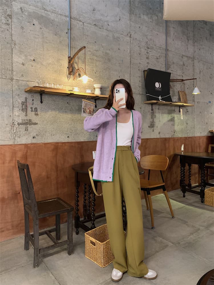 チノパン 女性らしいおしゃれ見え ハイウエスト ストレート スーツパンツ