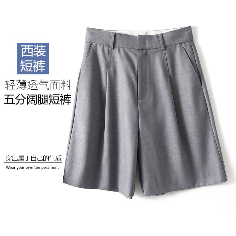 チノパン チノパン ゆったりプリーツハーフパンツ